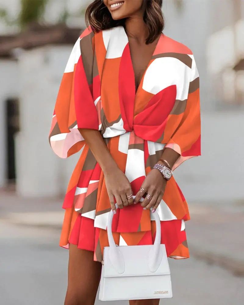 V-neck Printed Dress