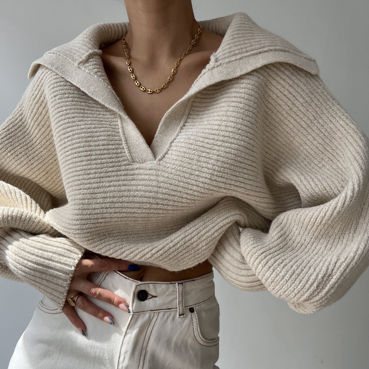 V-neck Knitted Sweater