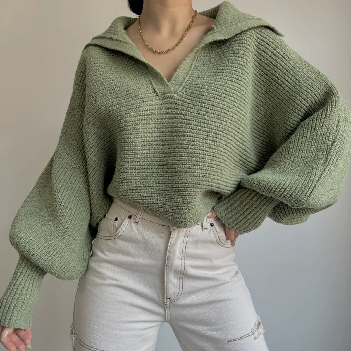 V-neck Knitted Sweater