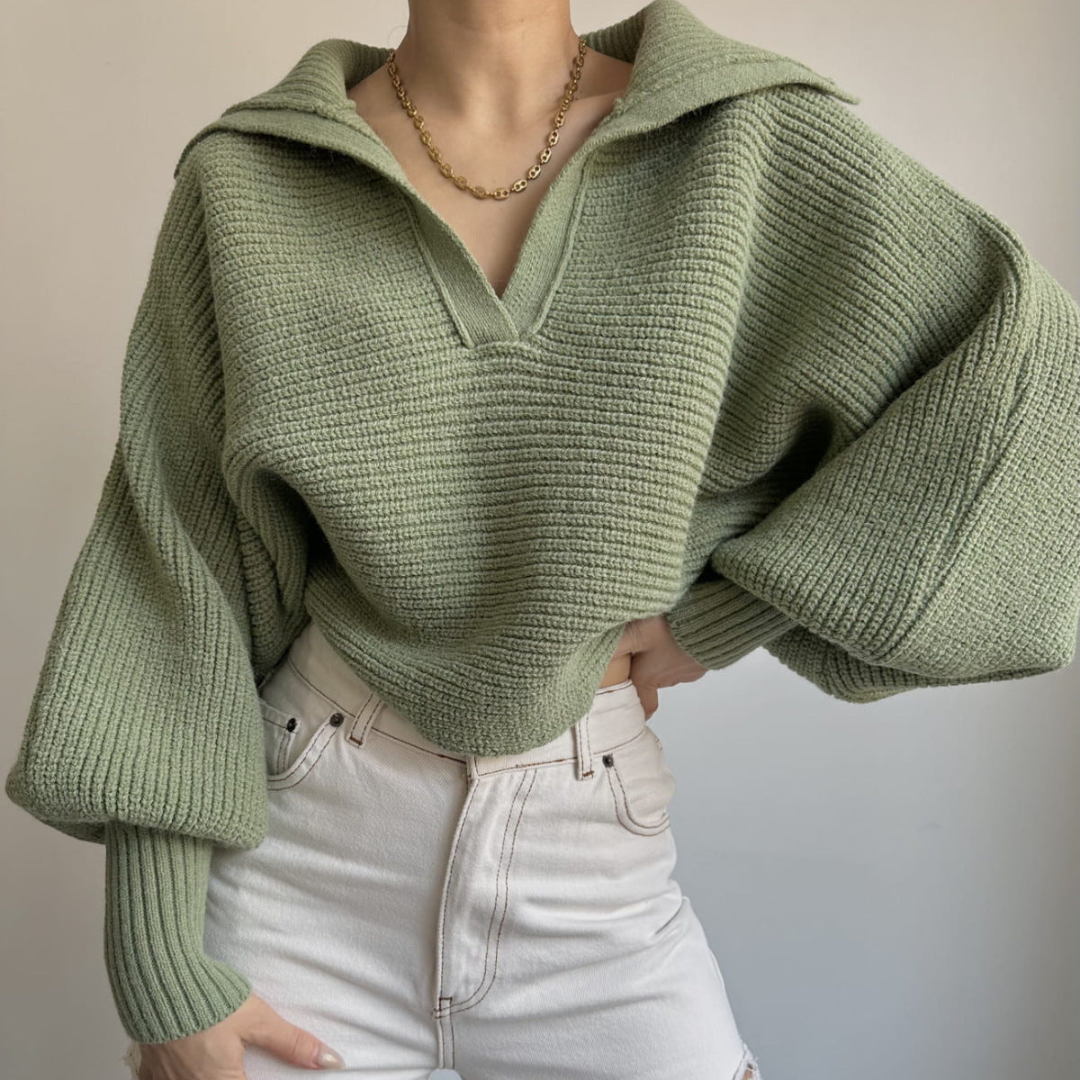 V-neck Knitted Sweater