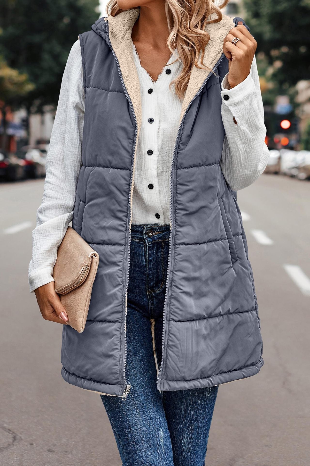 Hooded Reversible Vest Jacket