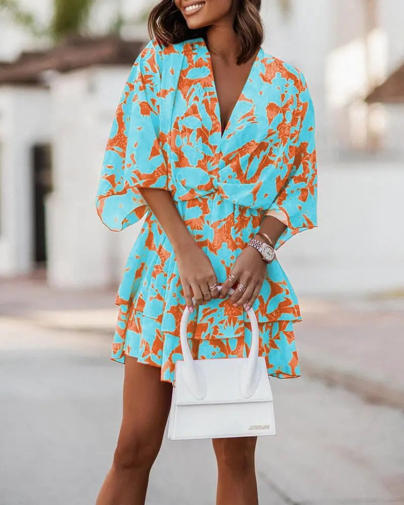 V-neck Printed Dress