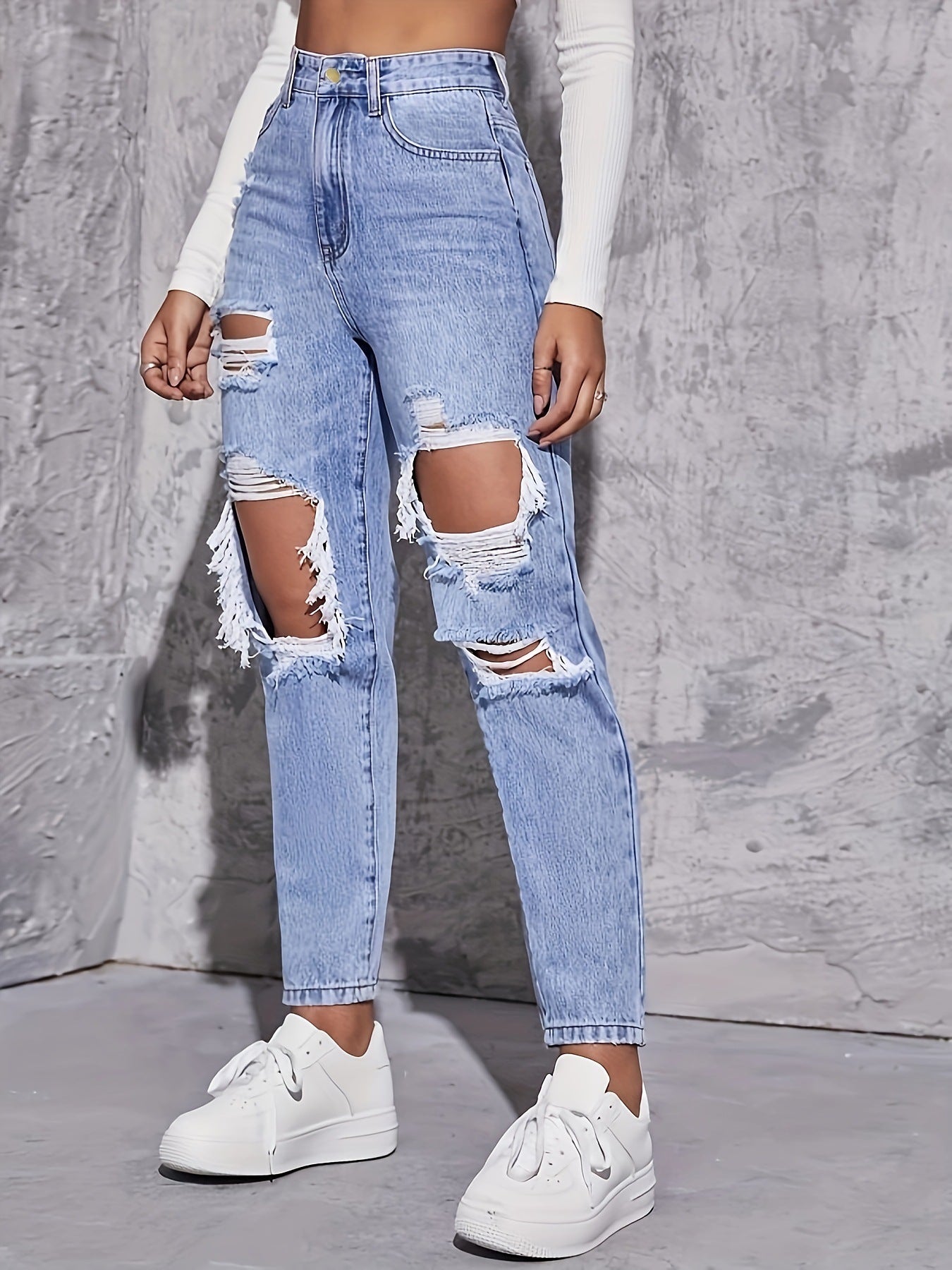 High Waist Ripped Jeans