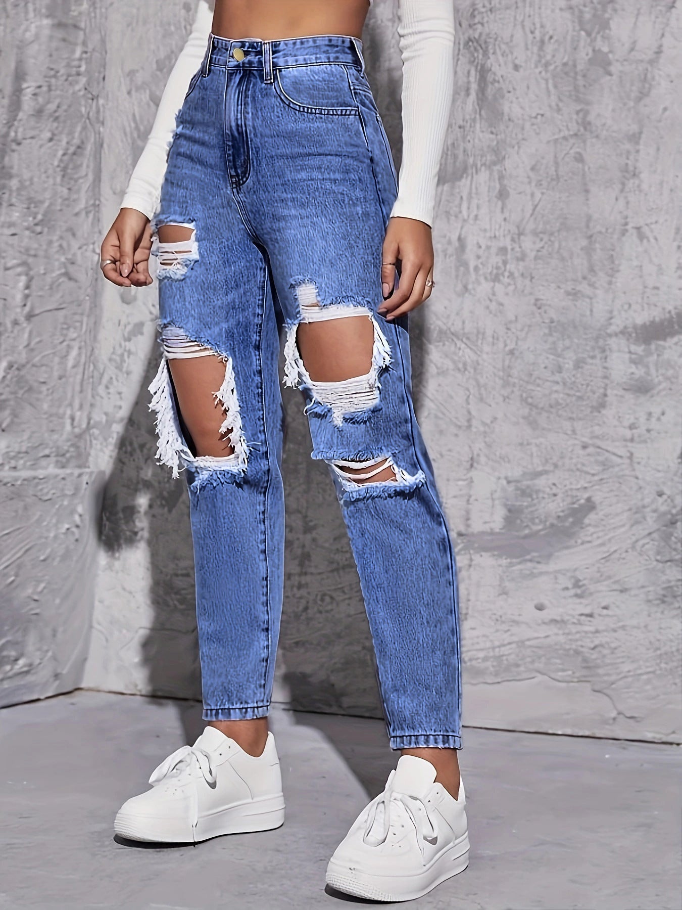 High Waist Ripped Jeans