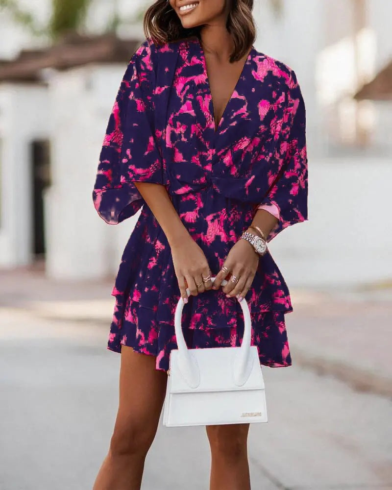 V-neck Printed Dress