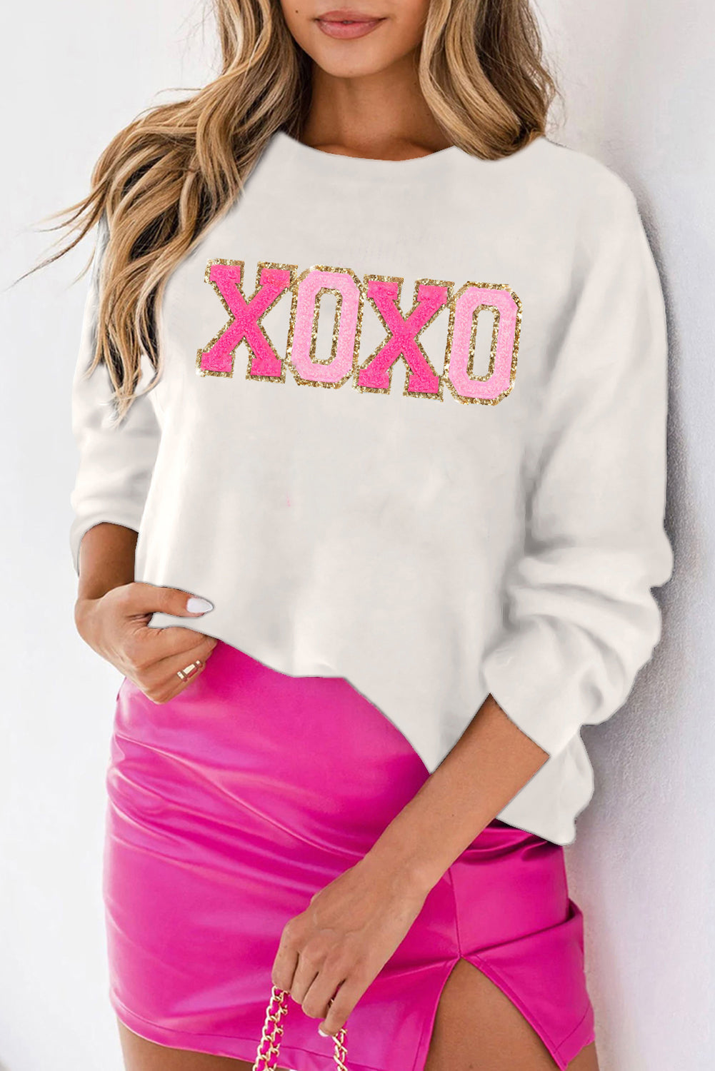 XOXO Glitter Round Neck Sweater
