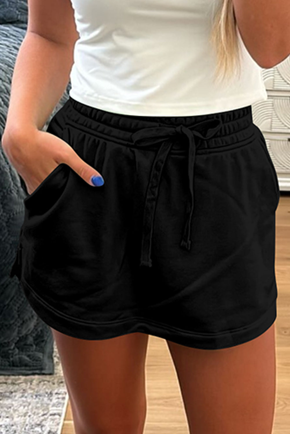 French Terry Drawstring Skort with Pockets