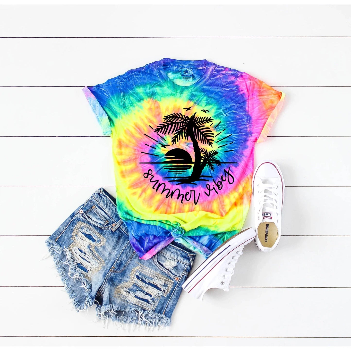 Summer Vibes Tie-dye Graphic Tee