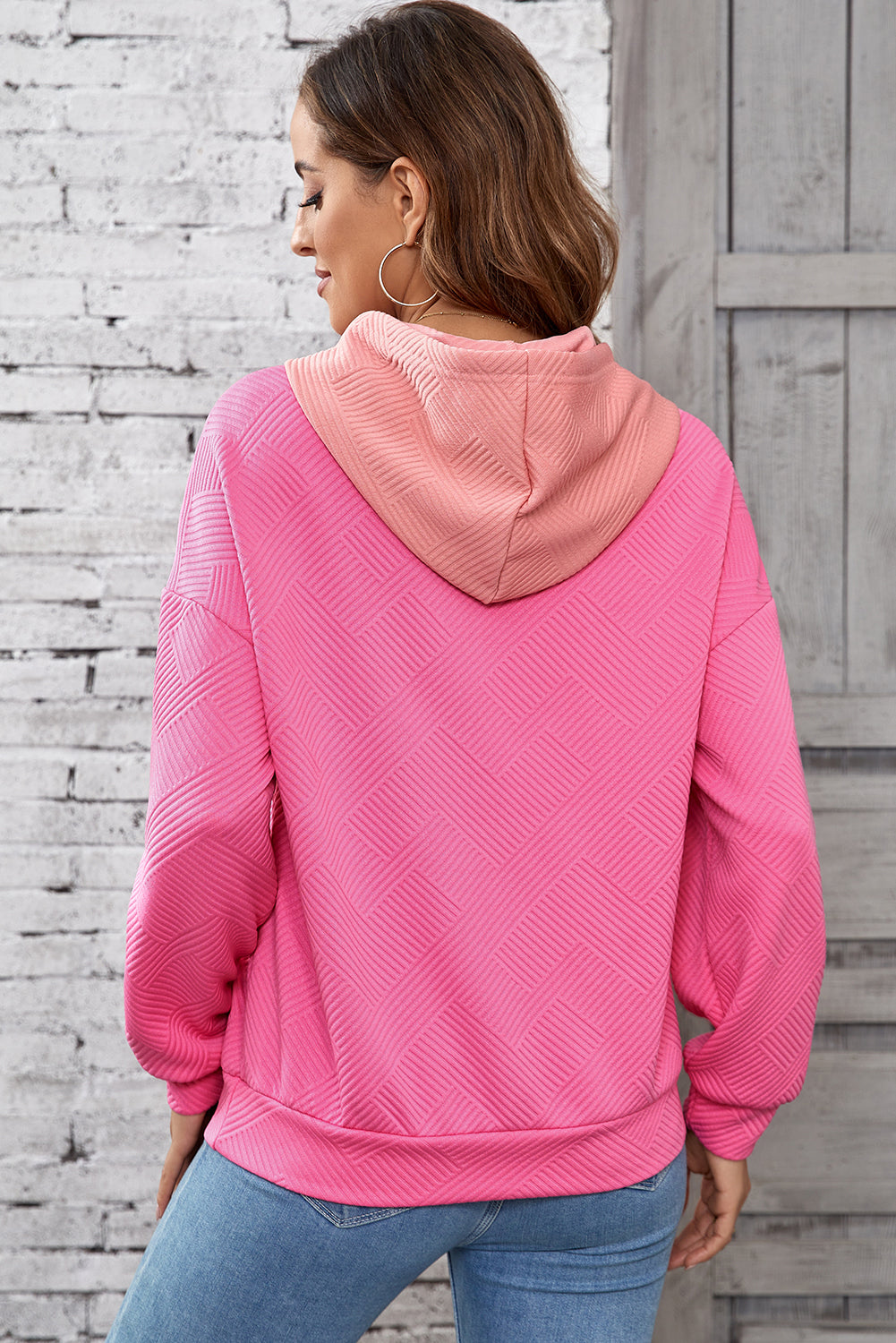 Textured Kangaroo Pocket Hoodie