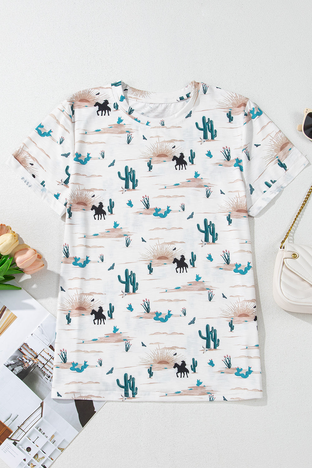 Western Cactus Print Top
