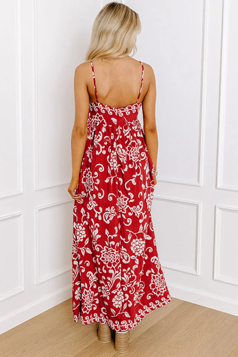 Floral Spaghetti Strap Empire Waist Maxi Dress