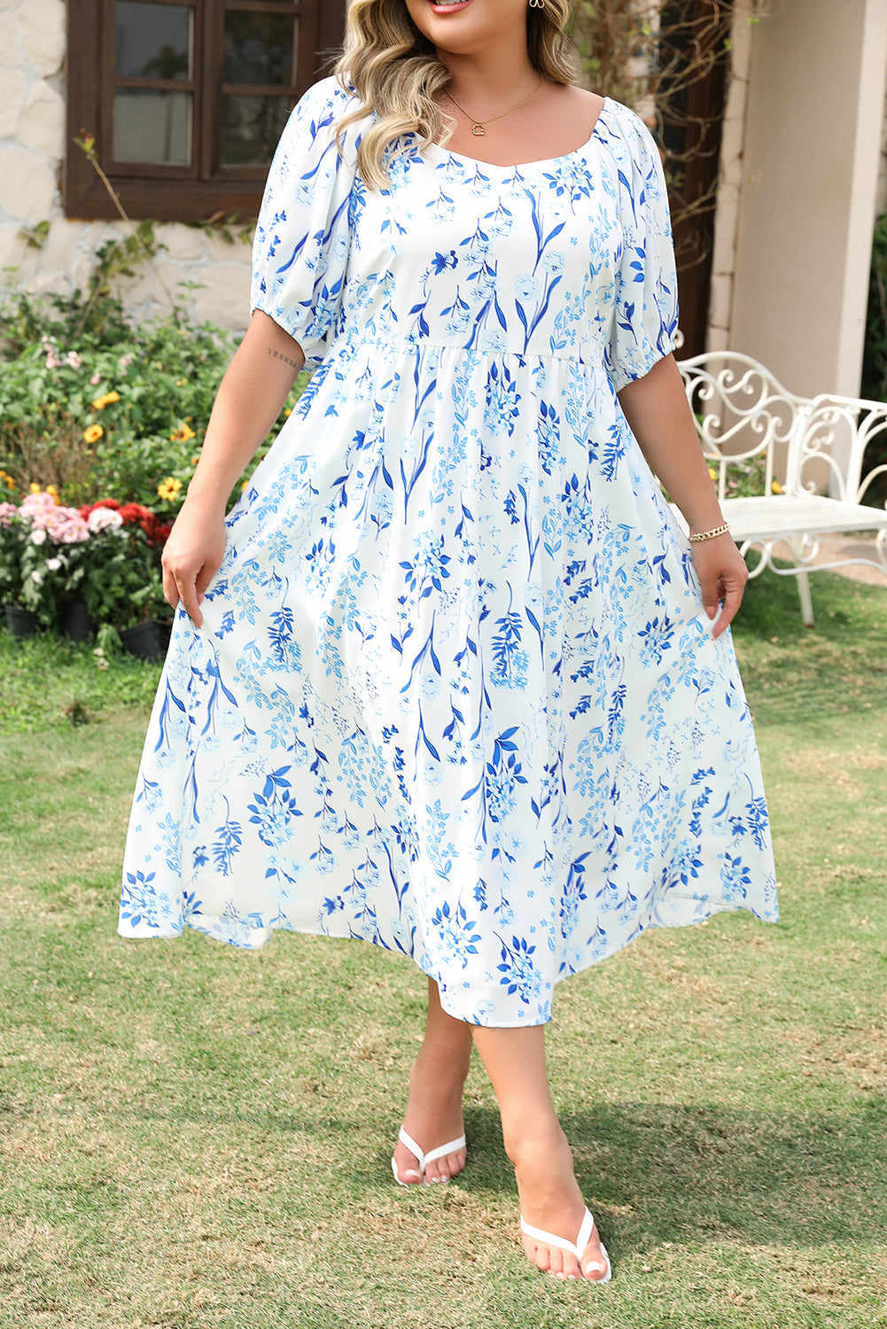 Plus Size Floral Midi Dress