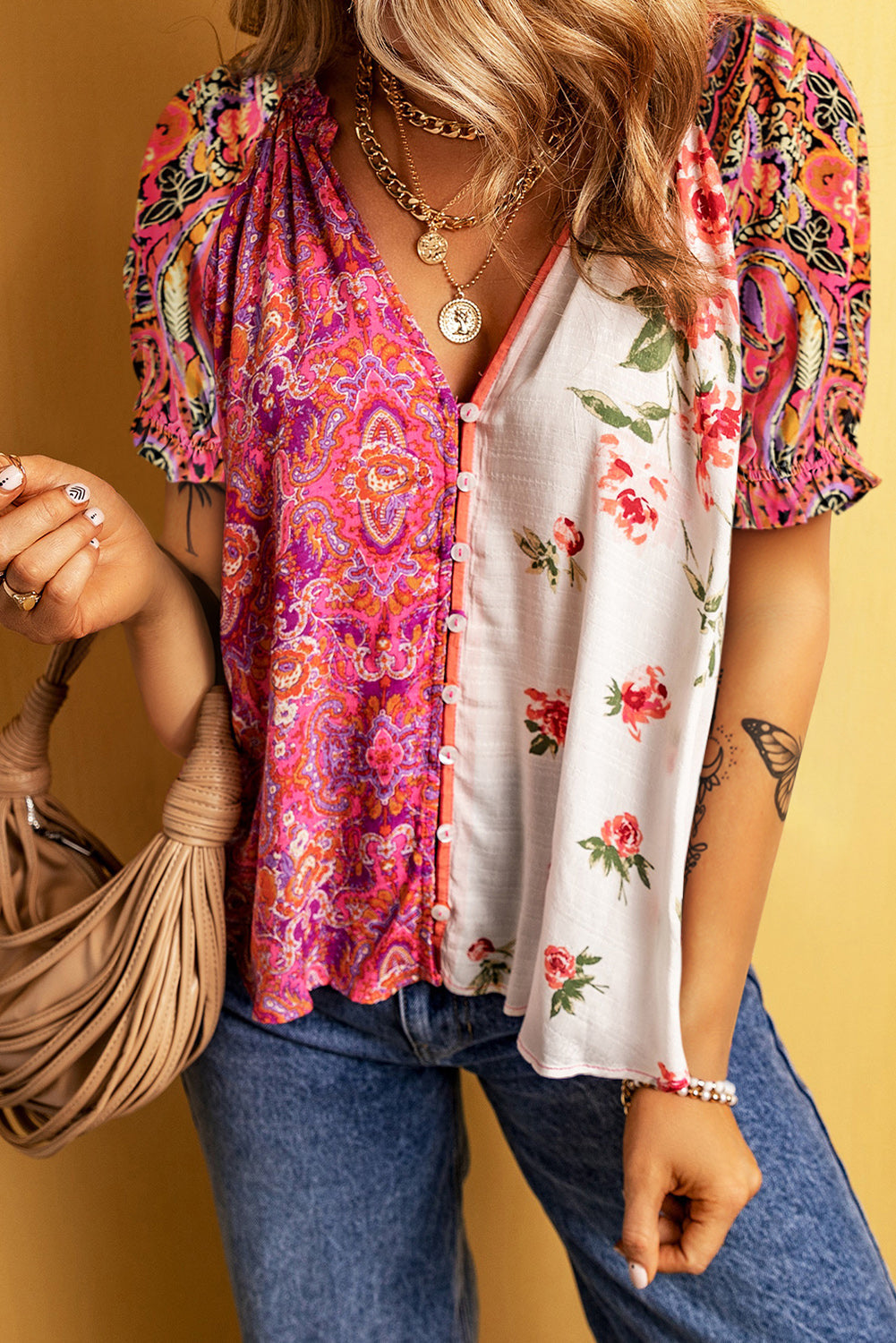 Multicolor Floral Buttoned Blouse