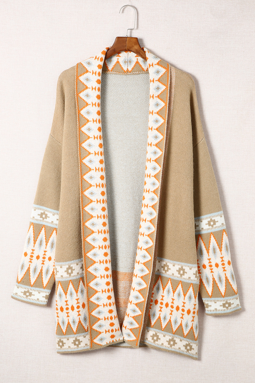 Western Aztec Open Front Sweater Cardigan