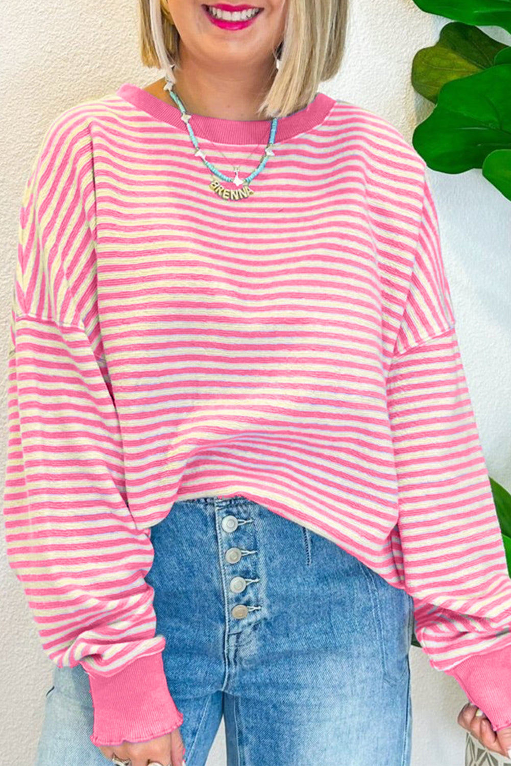 Cozy Striped Oversized Sweatshirt