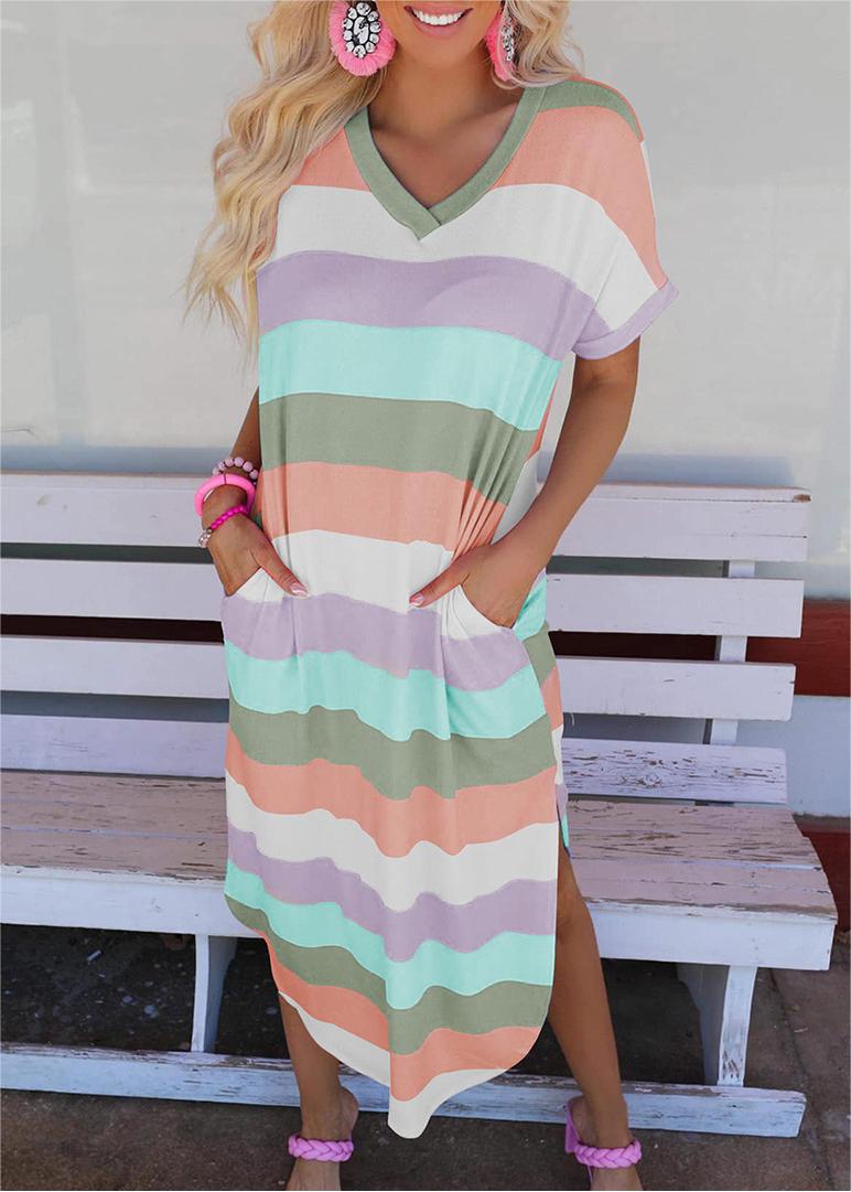 Rainbow V Neck Dress