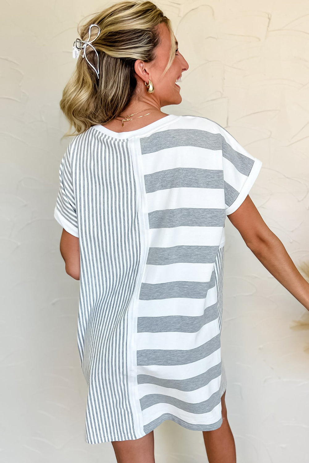 Stripe Mixed Print Set/Dress
