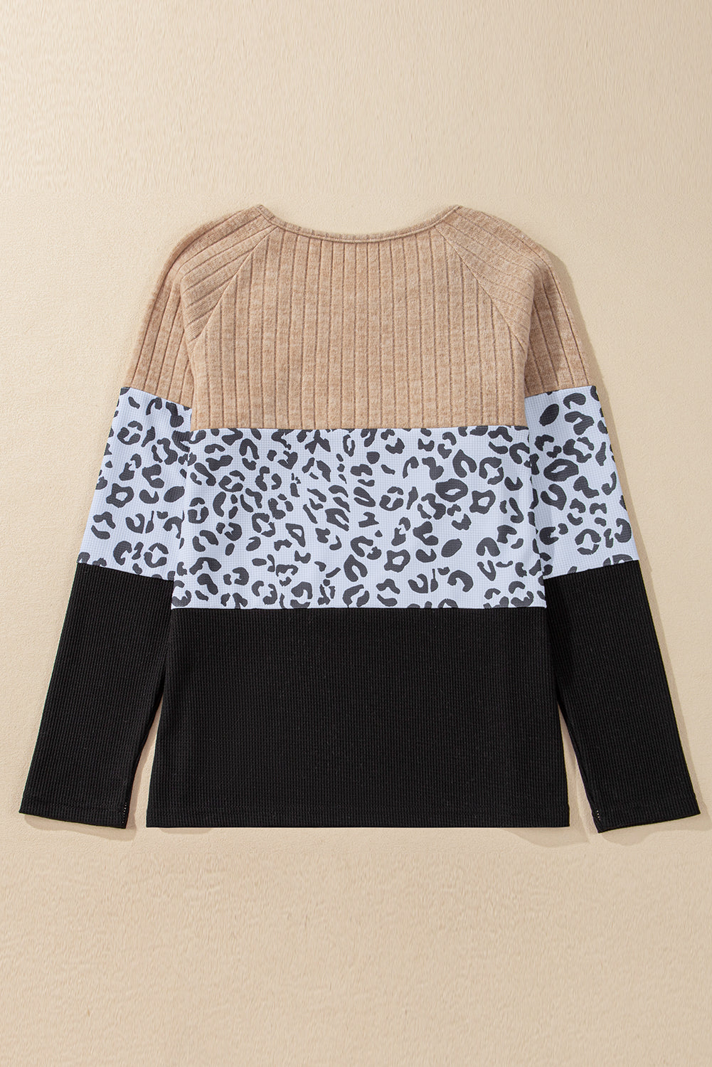 Leopard Textured Patchwork Buttoned Top