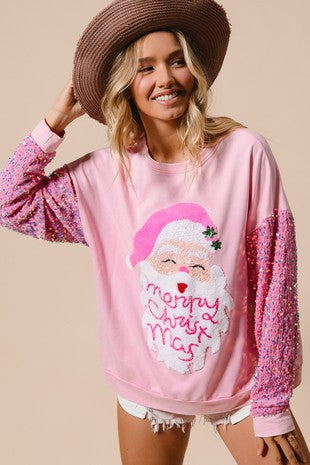 Christmas Sequin Sleeve Sweatshirt