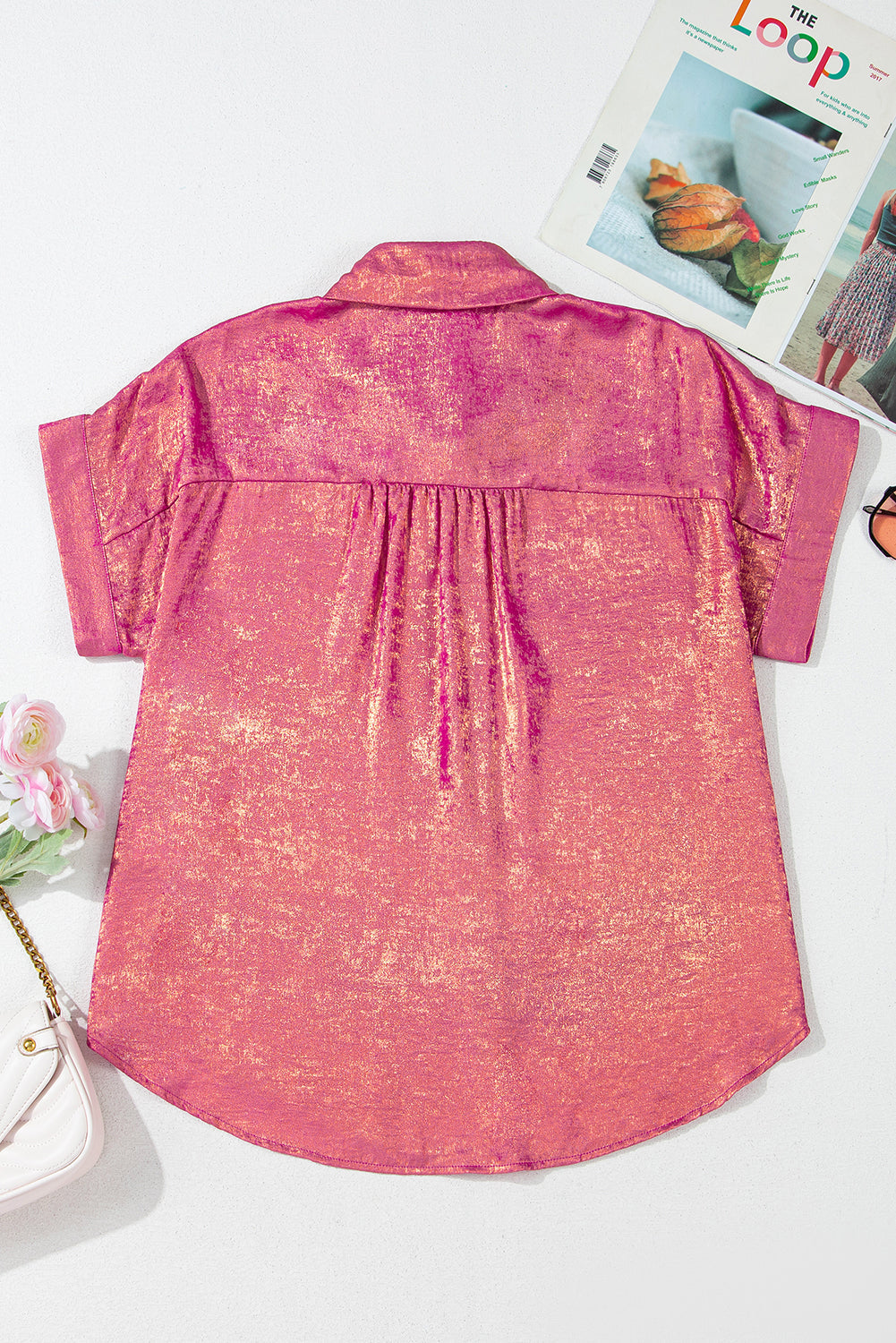 Metallic Sheen Buttoned Front Shirt
