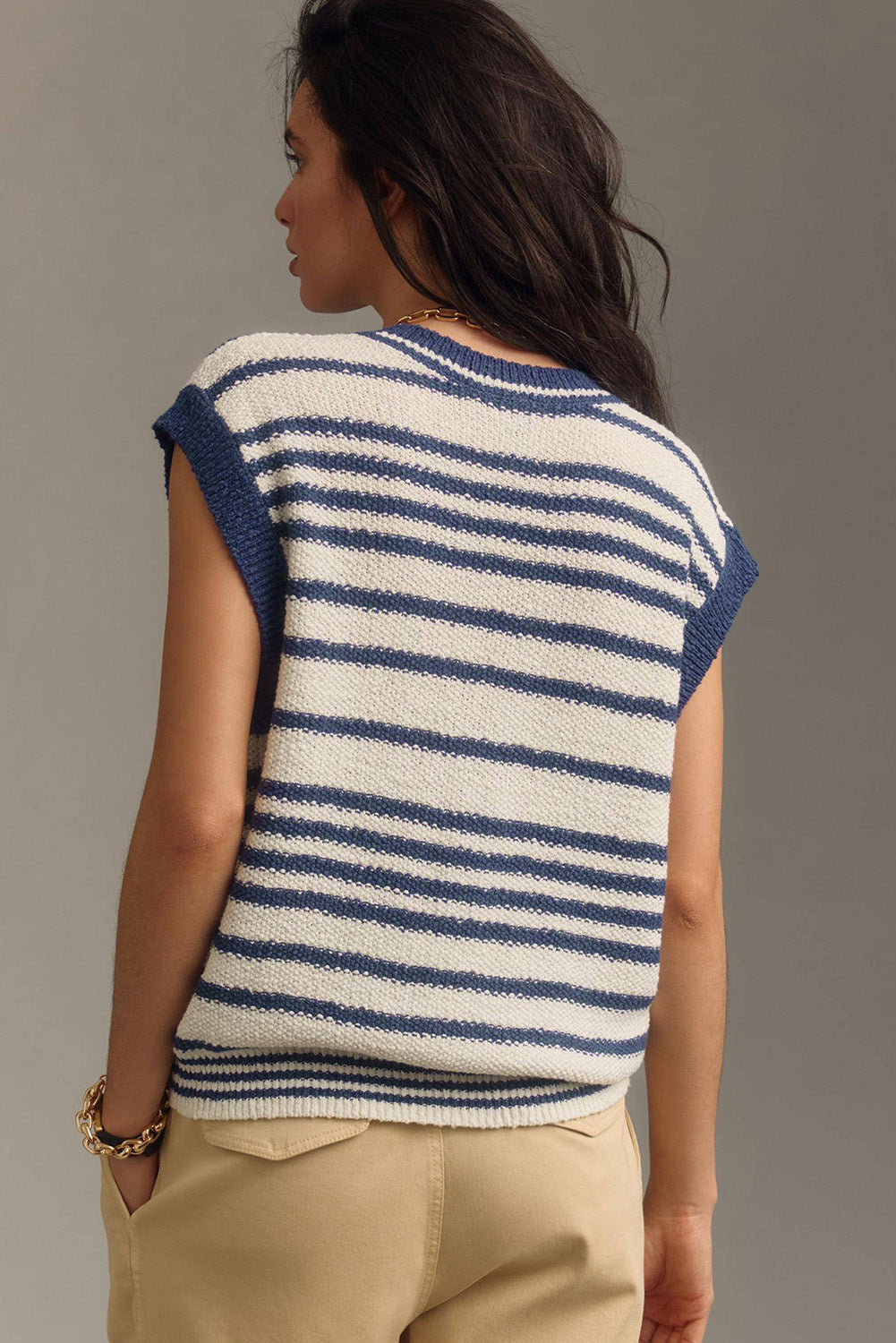 Stripe Buttoned Sweater Vest