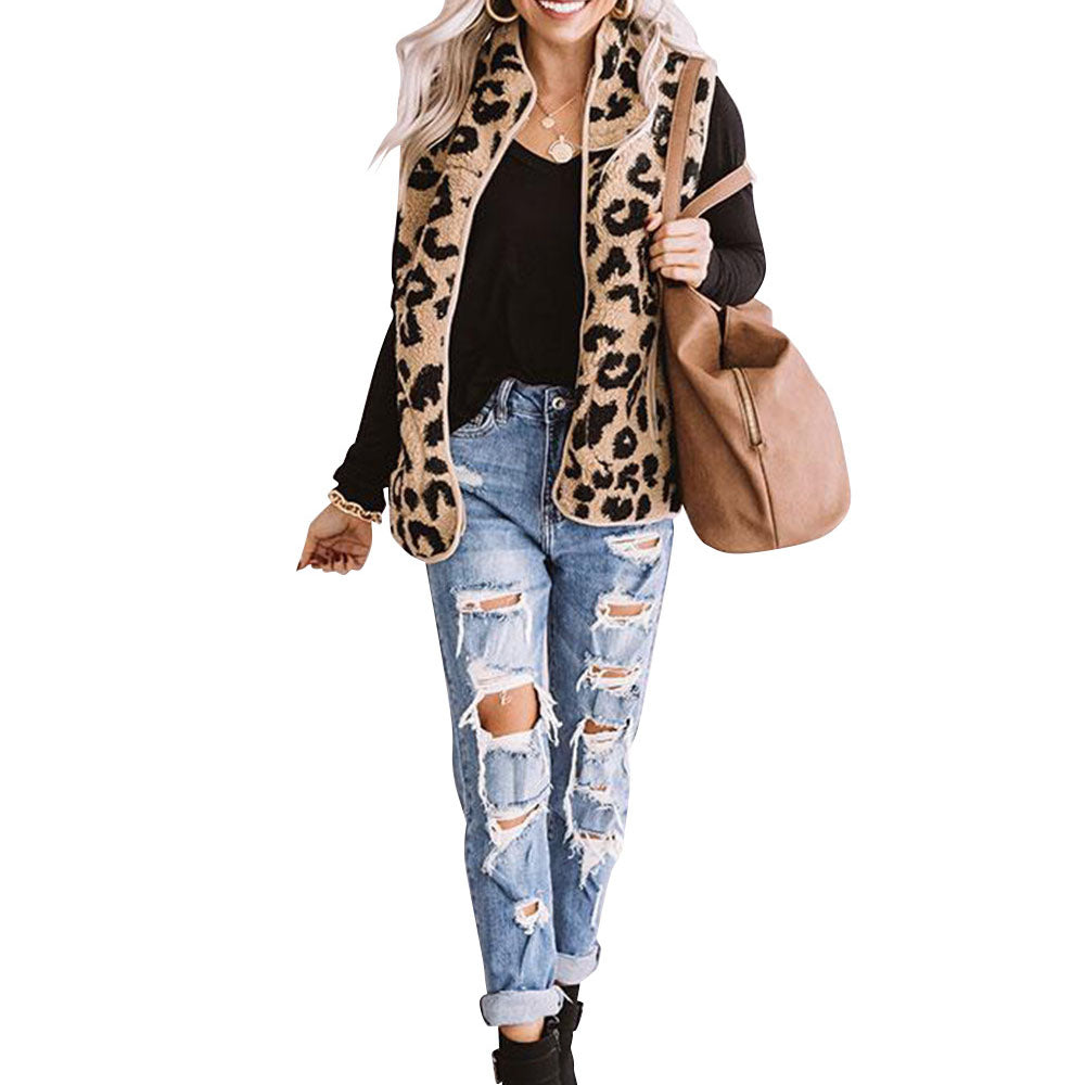 Leopard-print Vest Jacket