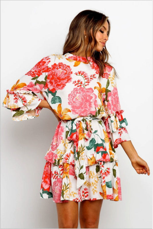 Printed Crew Neck Dress