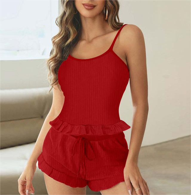 Textured Solid Color Pajama Set