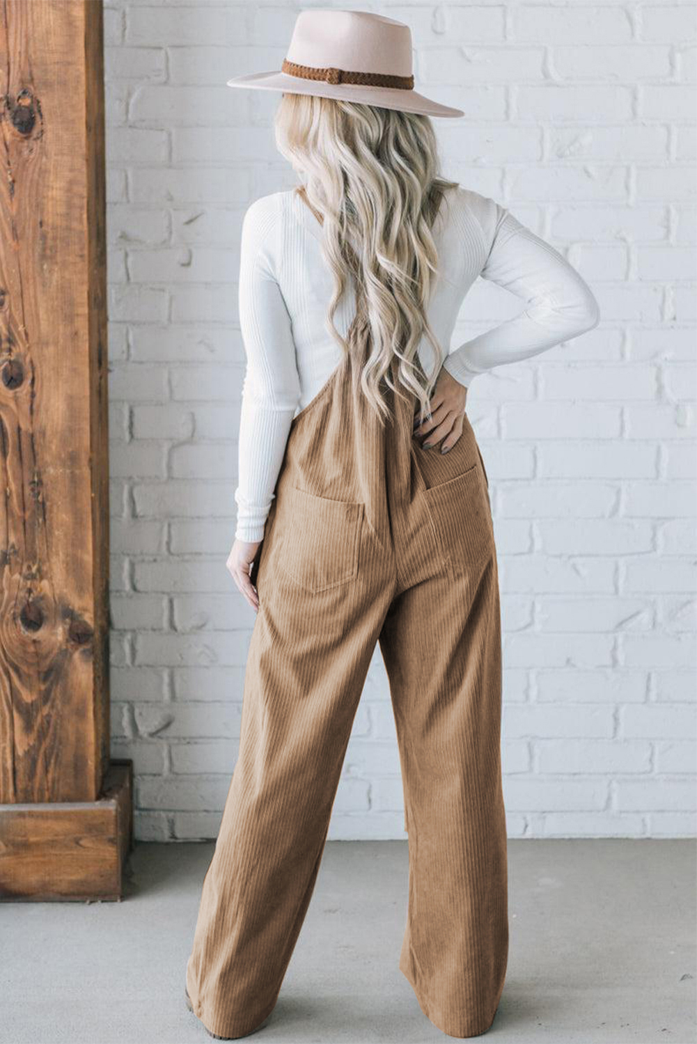 Corduroy Pocketed Wide Leg Overall