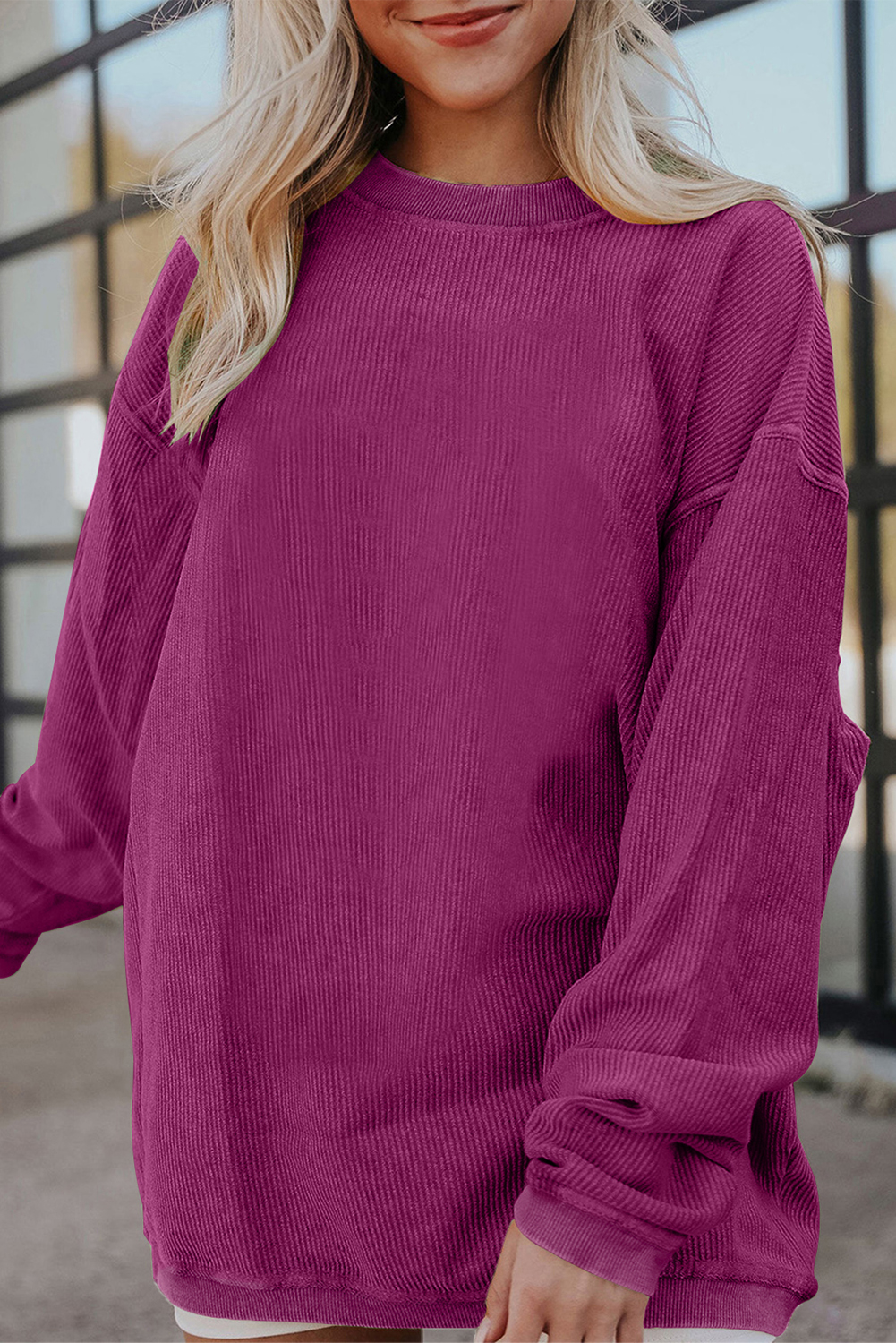 Ribbed Corded Oversized Sweatshirt