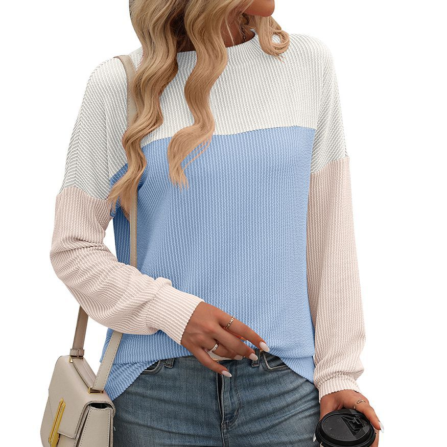 Color Block Long Sleeve Cording Top