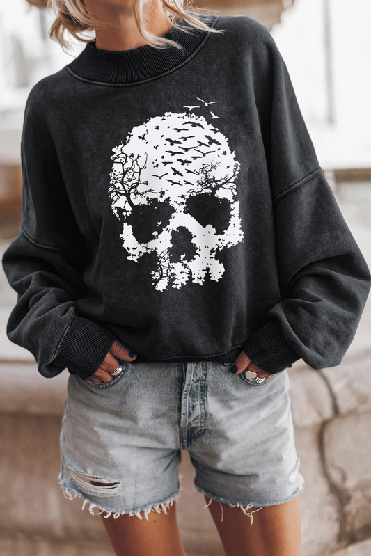 Skull Drop Shoulder Sweatshirt