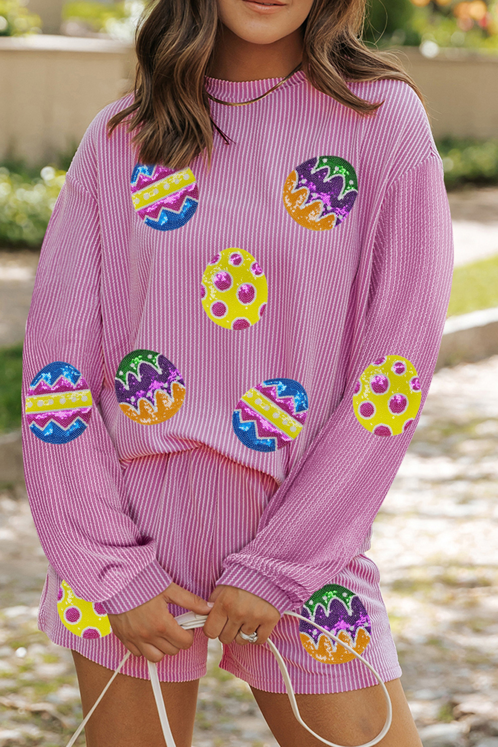 Easter Sequined  Corded Tee and Shorts Set