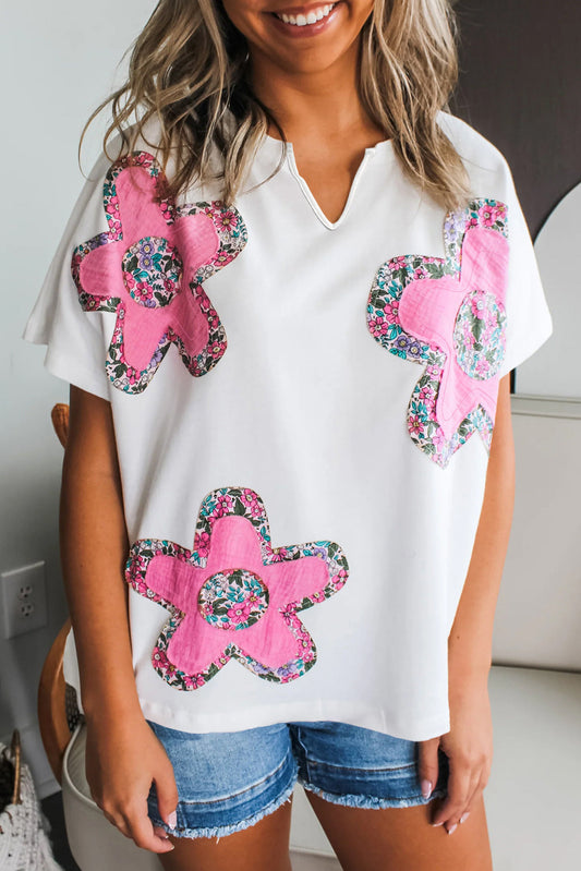 Floral patch V Neck Top