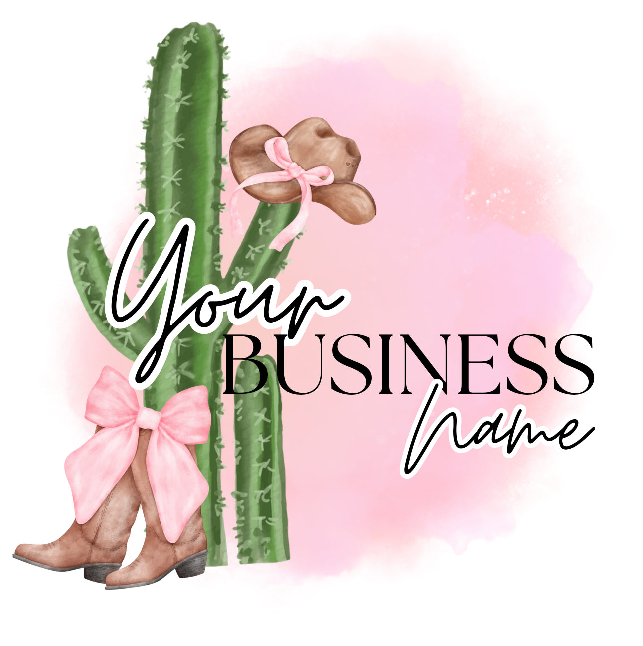 Pre made cactus boot bow logo