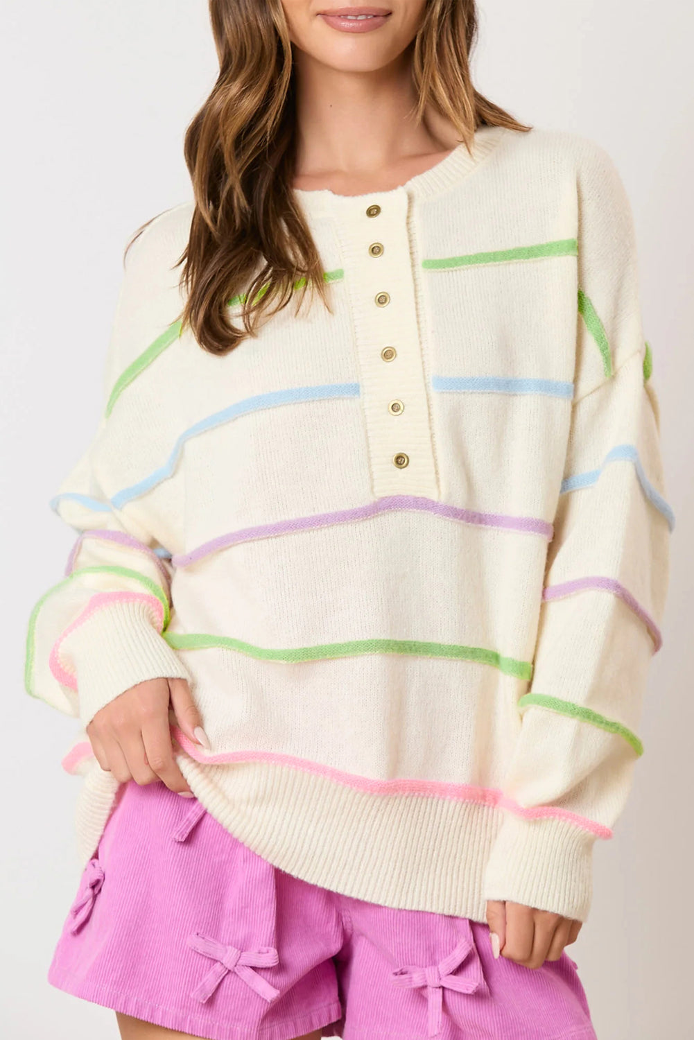 Rainbow Stripes Cozy Sweater