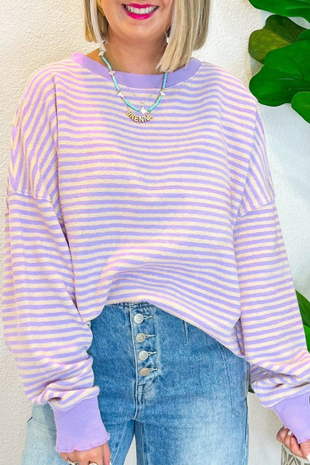 Cozy Striped Oversized Sweatshirt