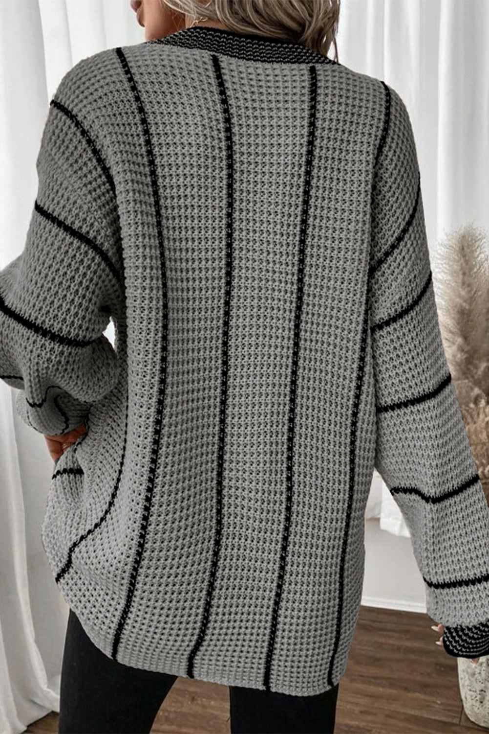 Striped V Neck Knitted Sweater