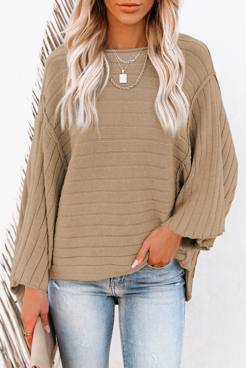 Ribbed Knit Dolman Sweater