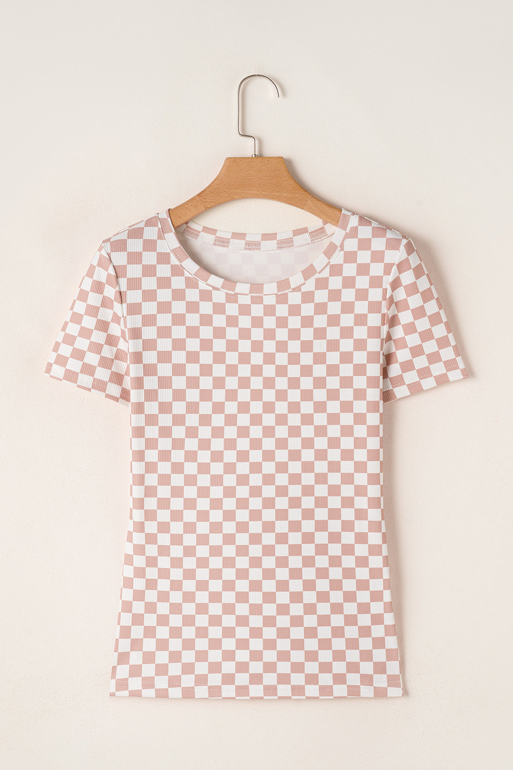 Checkered Ribbed Slim Fit Tee