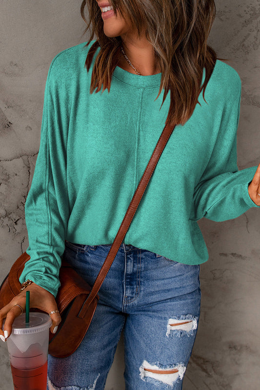 Solid Color Patchwork Long Sleeve Top