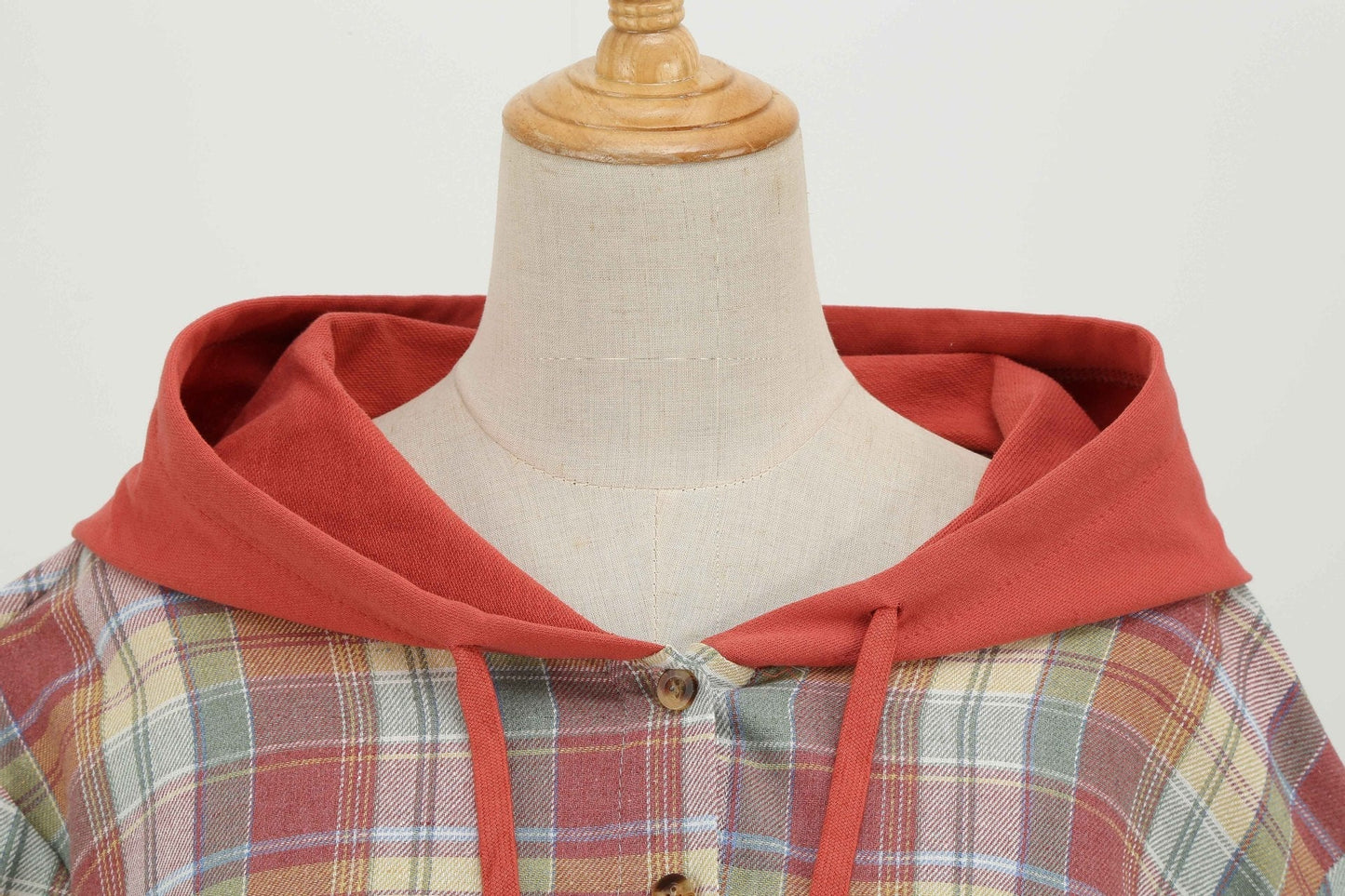 Paneled Plaid Hooded Jacket