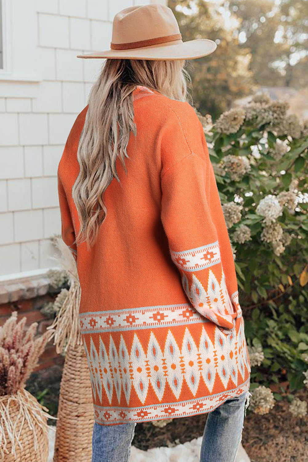 Western Aztec Open Front Sweater Cardigan