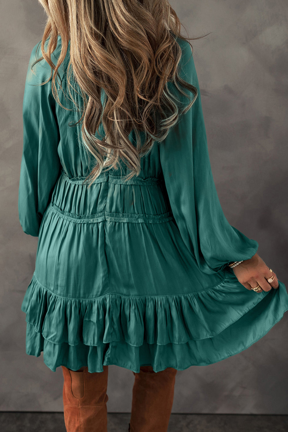 Ruffled Puff Sleeve Mini Dress