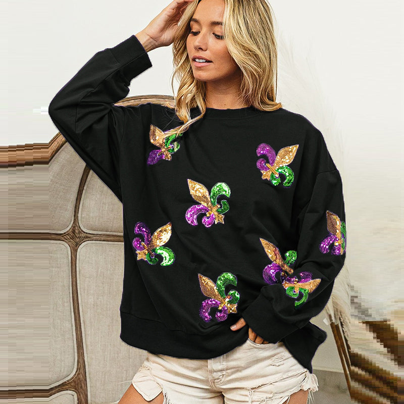 MARDI GRAS Sequin Sweatshirt