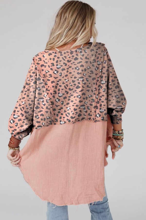 Leopard Patchwork Oversized Blouse