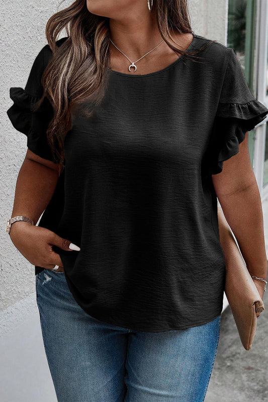 Plus Size Ruffled Short Sleeve Top