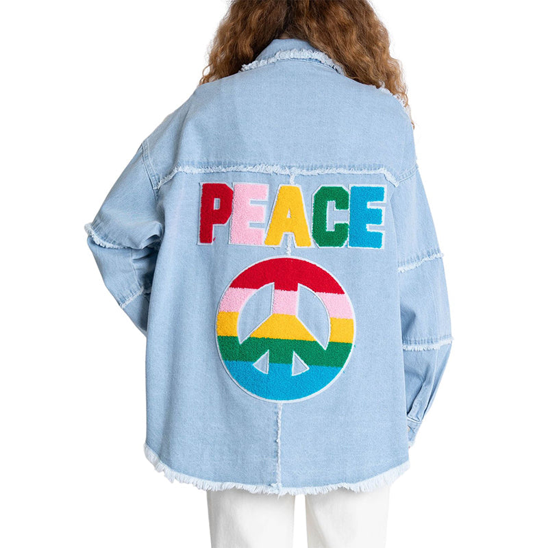 Peace Patch Raw Edge Denim Jacket