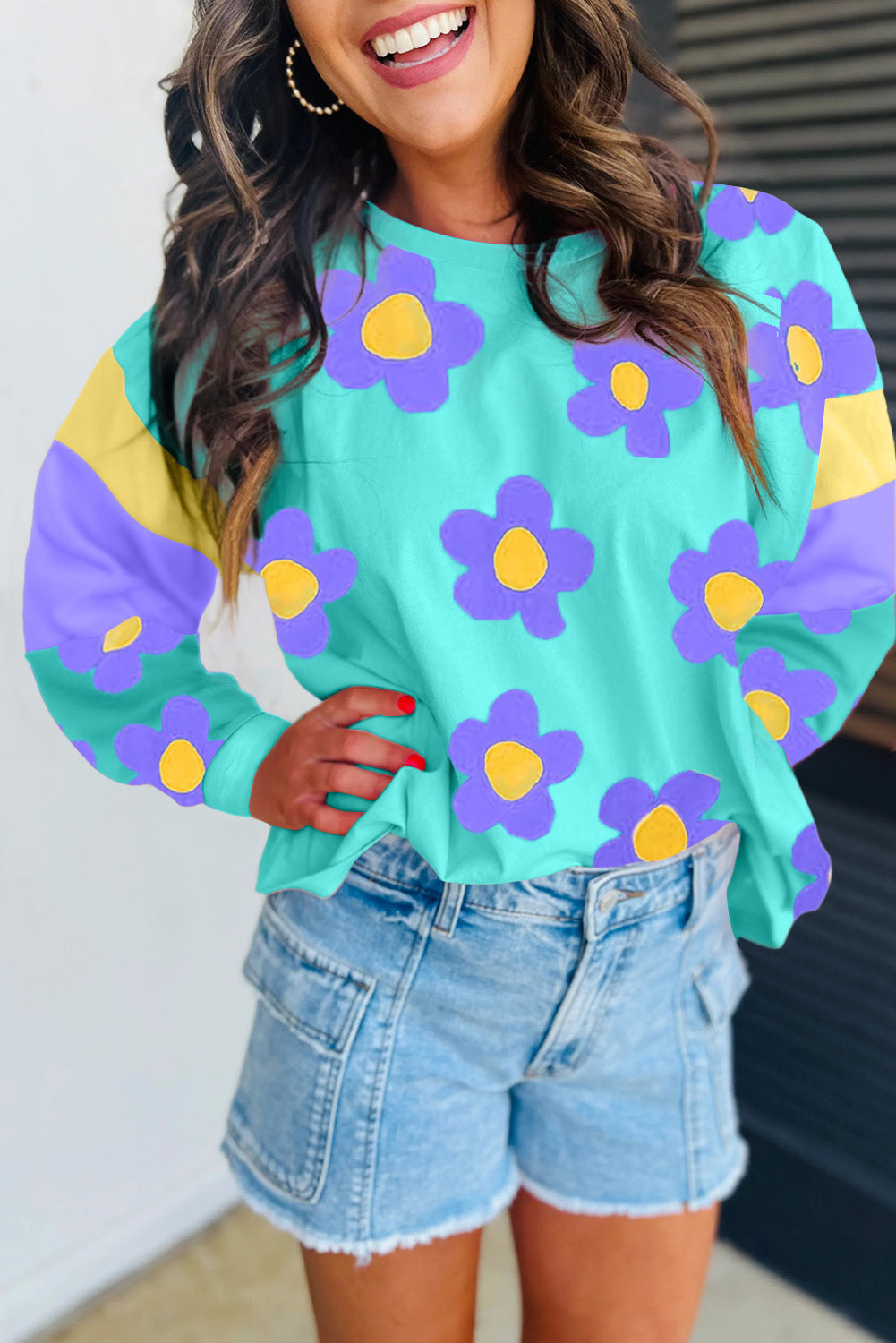 Colorblock Patchwork Long Sleeve Top