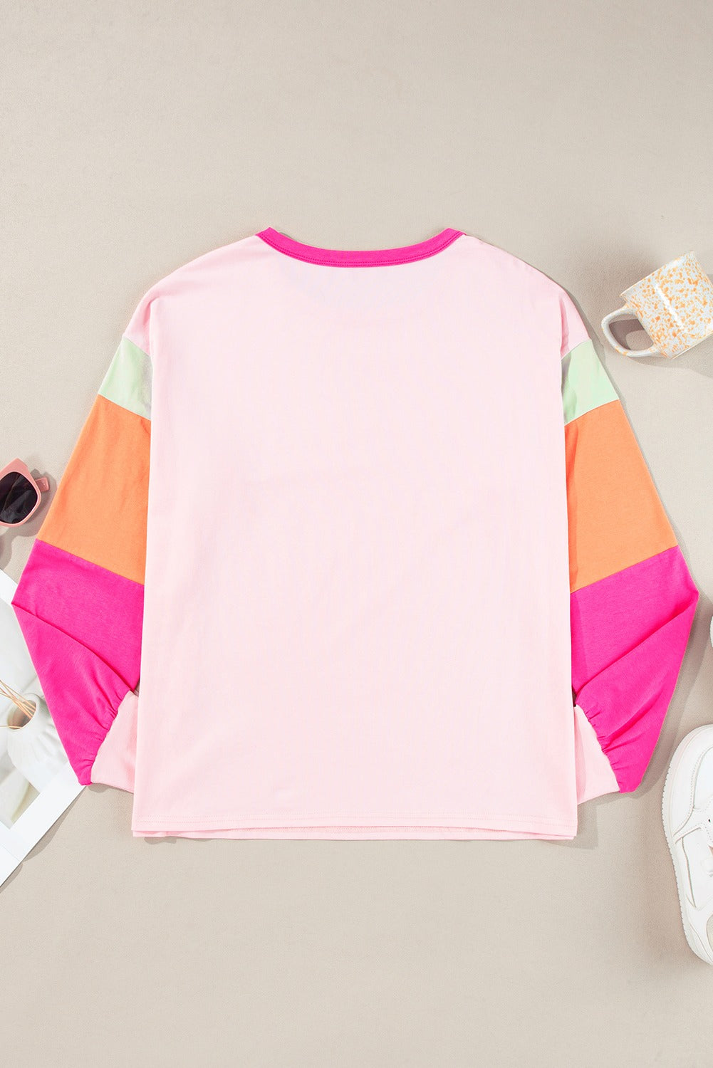 Colorblock Patchwork Long Sleeve Top